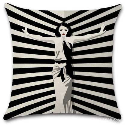 Nordic Pop Fashion Women's Character Pillow Cover